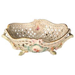 KPM Berlin Porcelain Fruit Basket Bowl Meissen Hand Painted Flowers