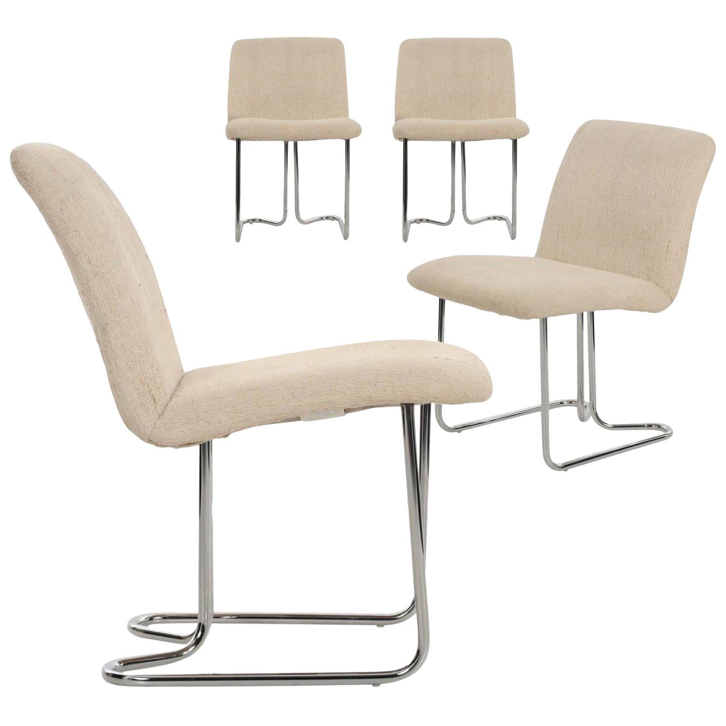 Design Institute America Set of Four Chromed Steel Dining Chairs, circa 1970s