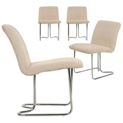 Design Institute America Set of Four Chromed Steel Dining Chairs, circa 1970s