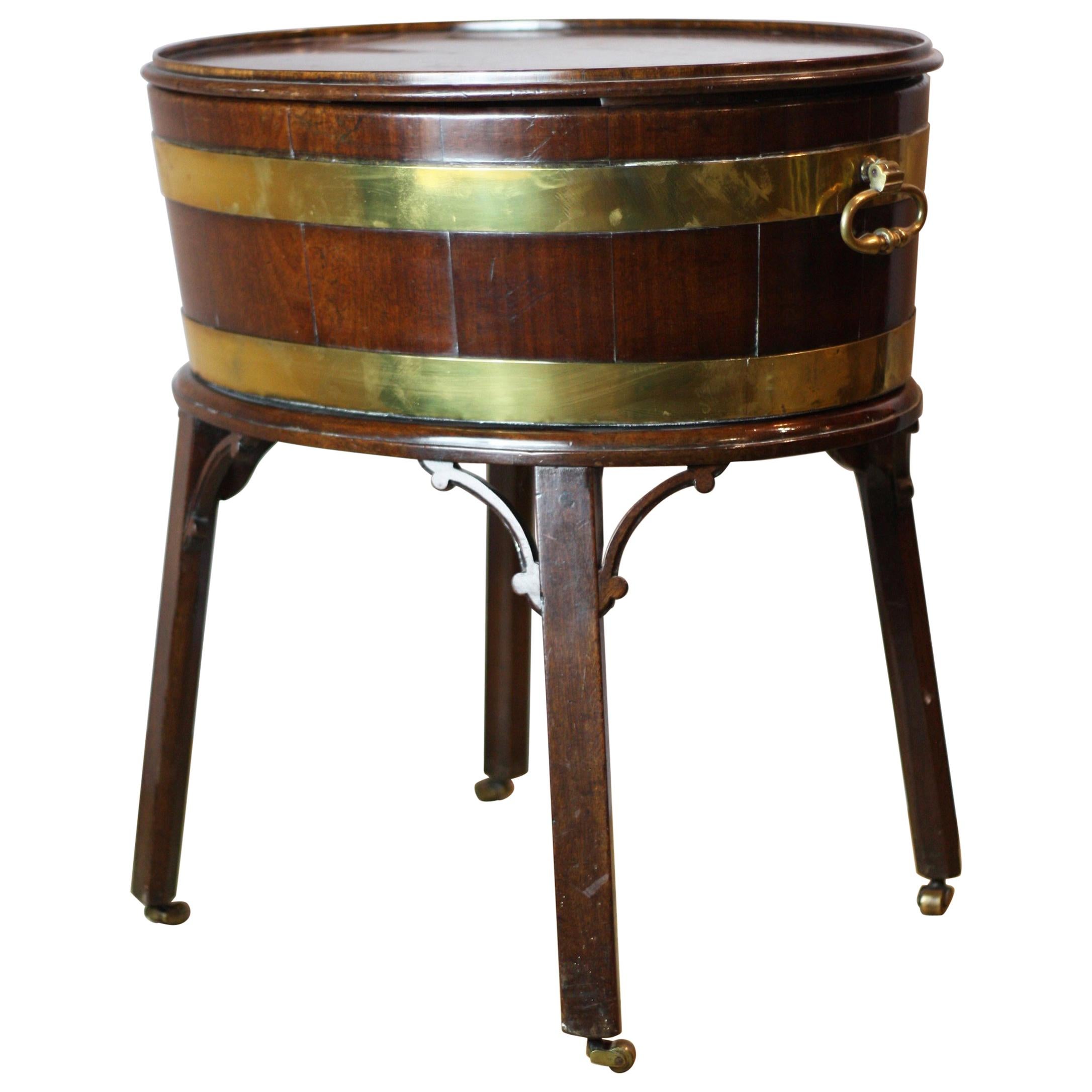 George III 18th Century Brass and Mahogany Wine Cooler, circa 1790