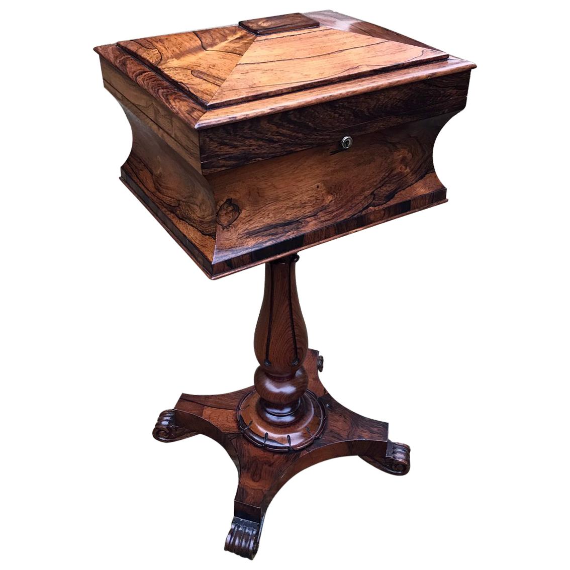 William IV Rosewood Teapoy on Stand