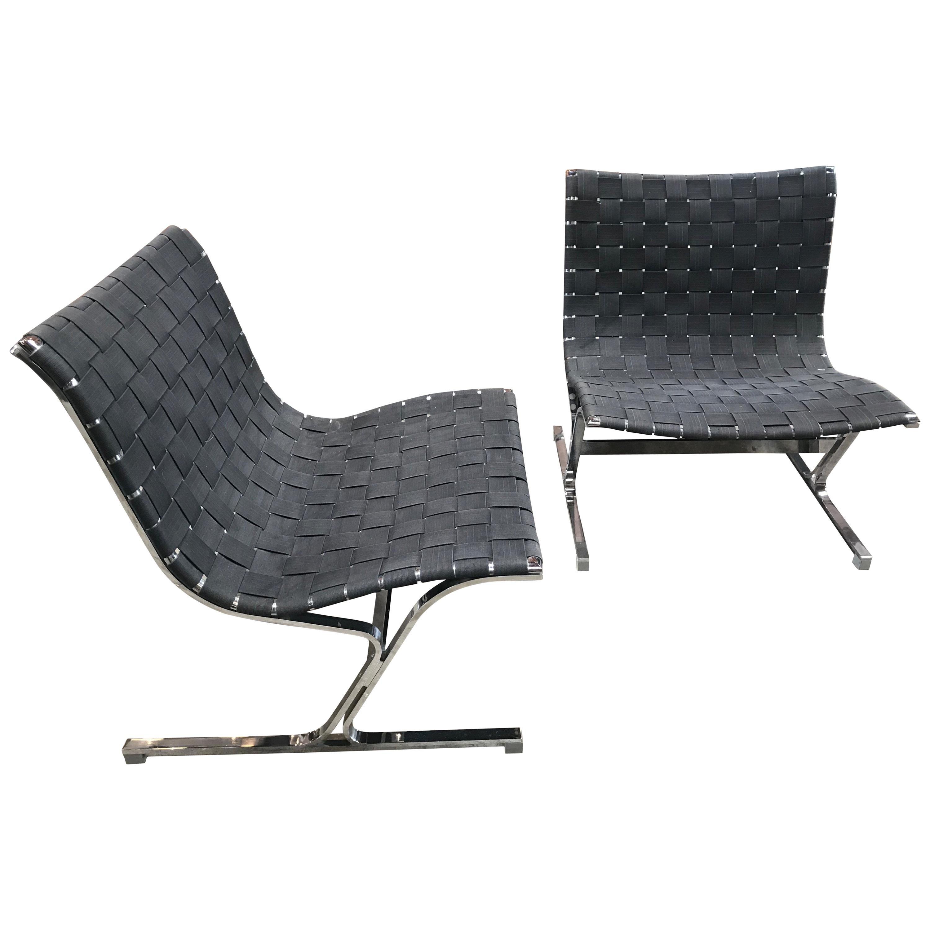 Rare Pair of Ross Littel Luar Lounge Chairs for ICF De Padova, Italy, 1965