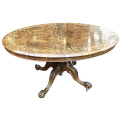 Victorian Burr Walnut Oval Tilt-Top Breakfast Table
