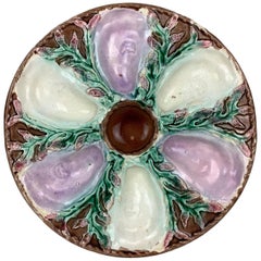 19th Century Majolica Oyster Plate by Simon Fielding, English, circa 1880