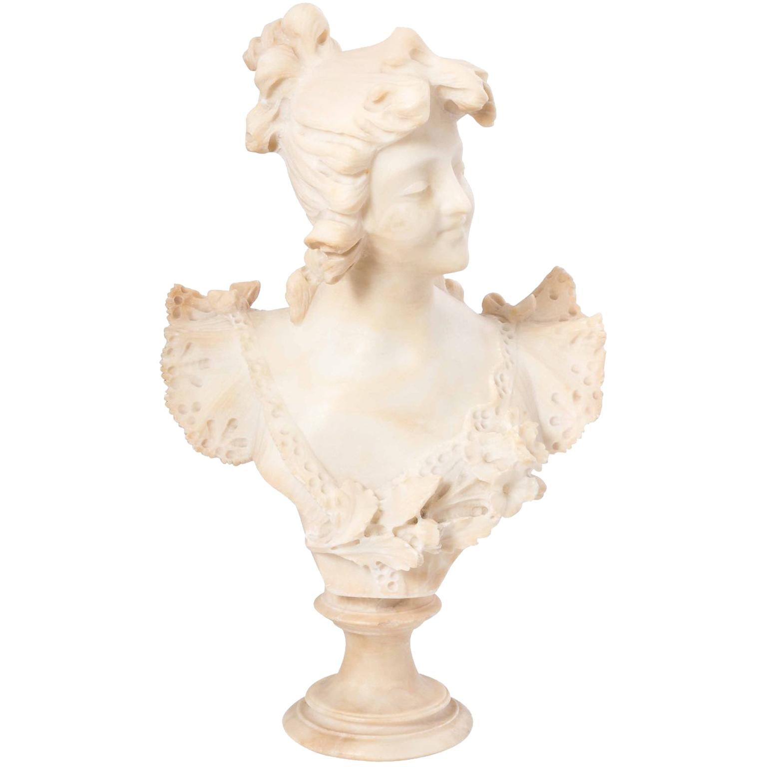 Italian Marble Alabaster Carved Busts For Sale