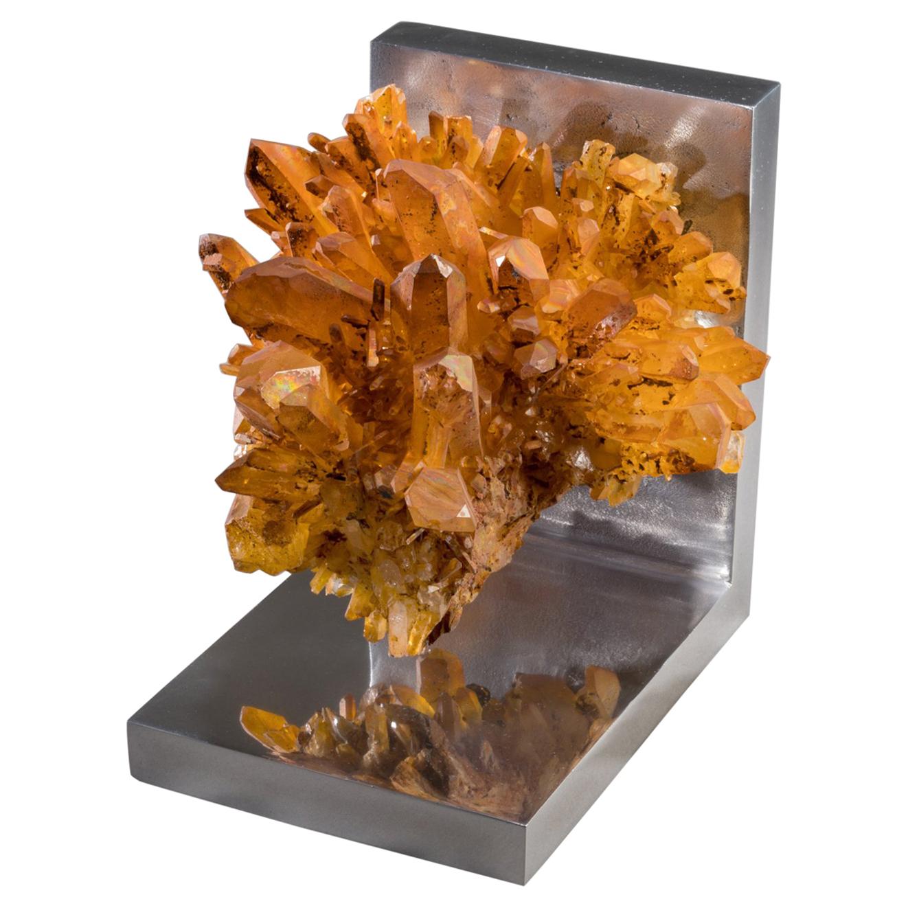 Studio Greytak 'Rusty Quartz on Aluminum Base' Natural Quartz and Cast Aluminum For Sale