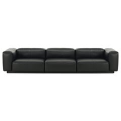 Vitra Soft Modular 3-Seat Sofa in Nero Leather by Jasper Morrison
