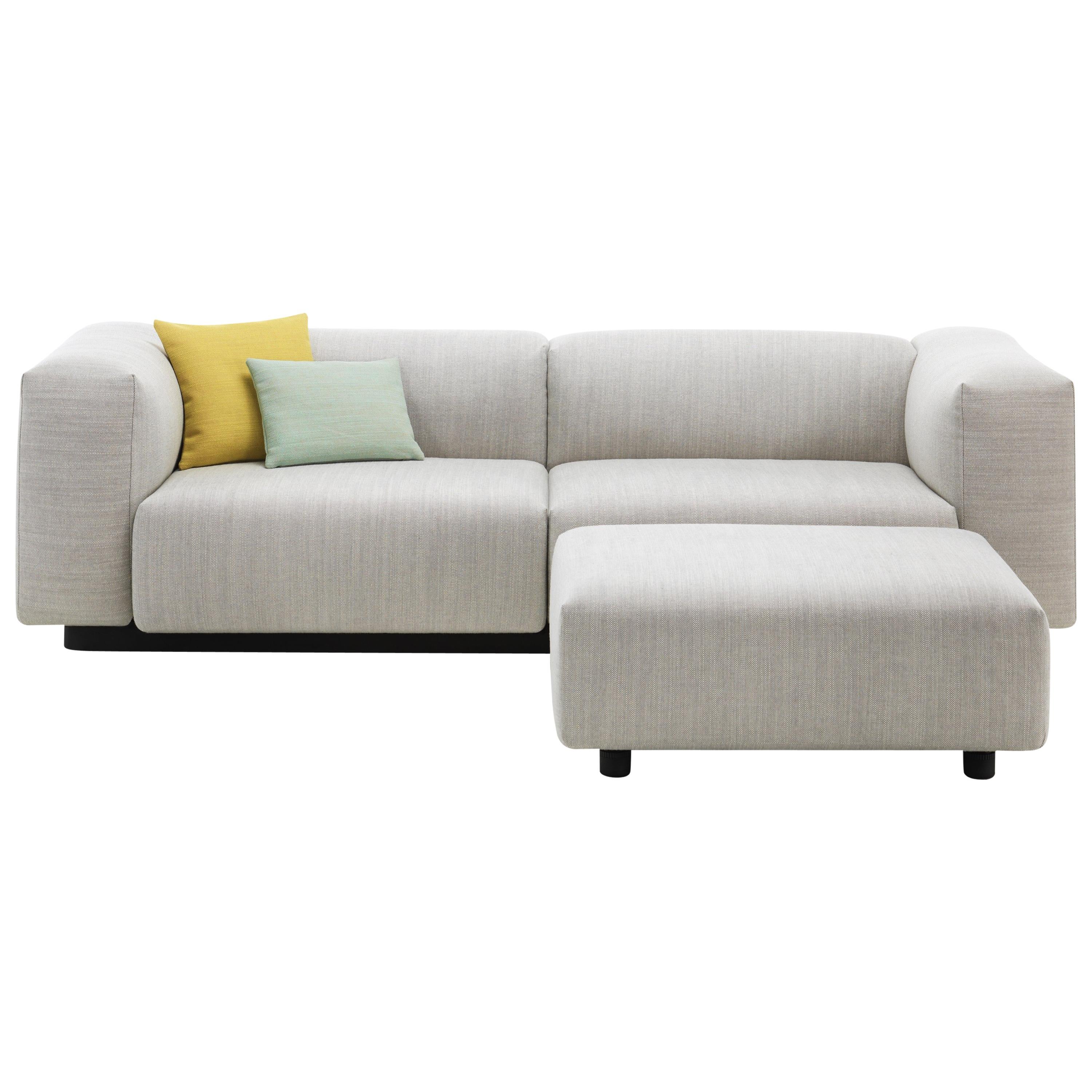 Vitra Soft Modular Loveseat with Ottoman in Pearl Reed by Jasper Morrison im Angebot
