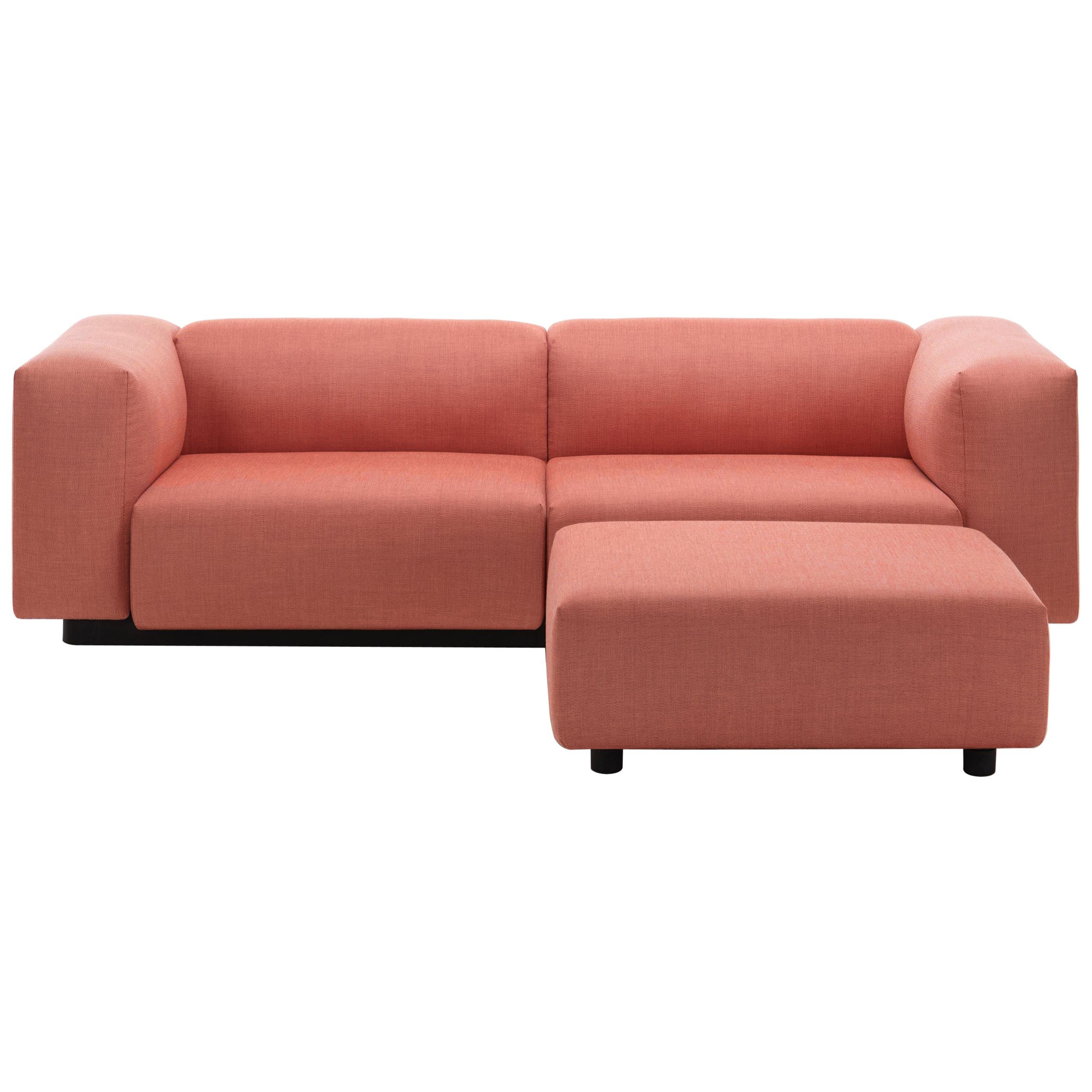 Vitra Soft Modular 2-Seat Sofa in Rose & Orange with Ottoman by Jasper Morrison For Sale