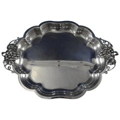 Durham Sterling Silver Lg Serving Platter Footed with Grapes Leaves #49