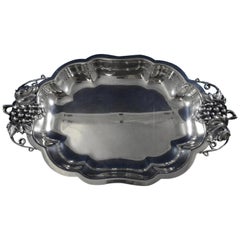 Durham Sterling Silver Serving Platter with Grapes and Leaves #495