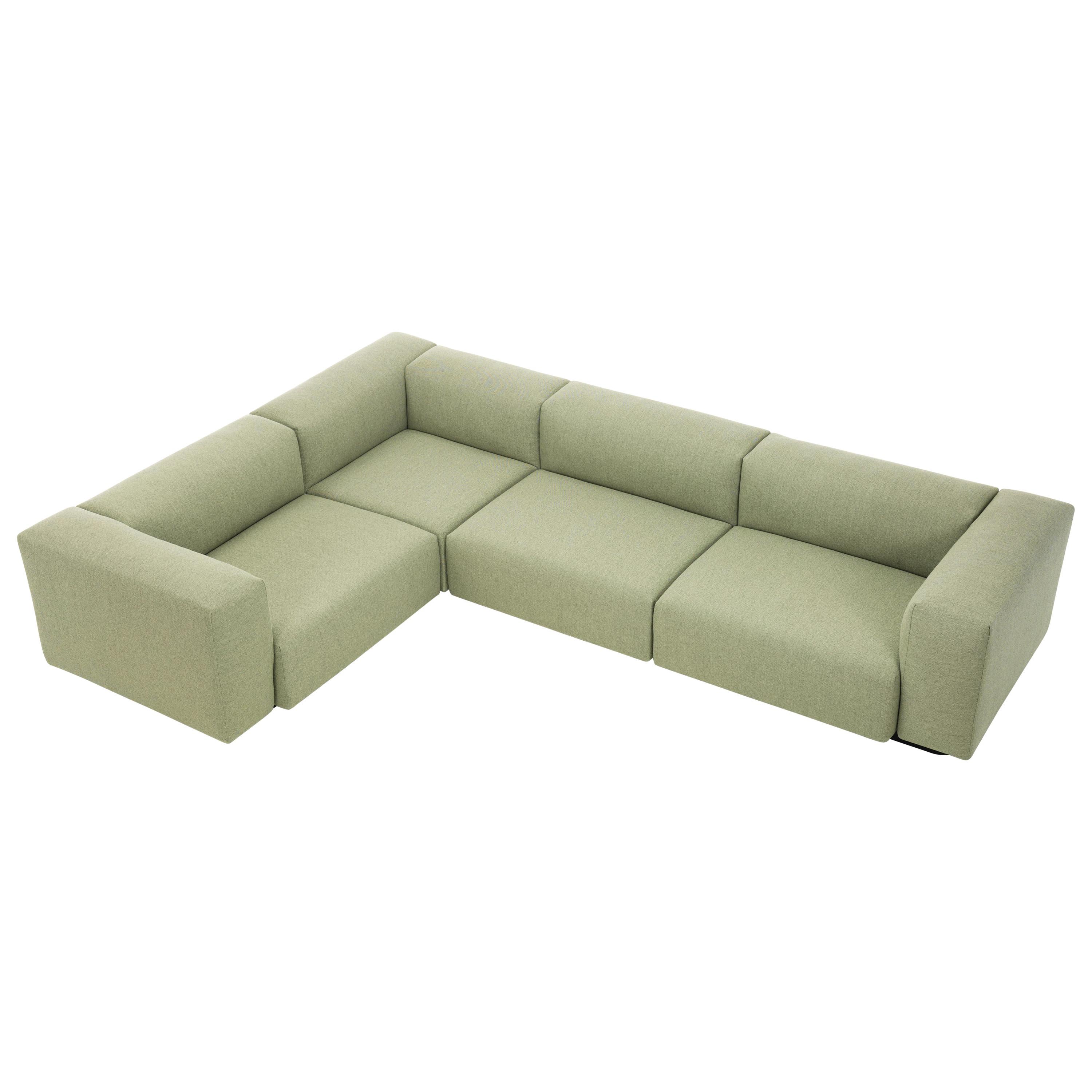 Vitra Soft Modular Sofa with Corner in Sage & Pebble Dumet by Jasper Morrison For Sale