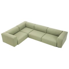 Vitra Soft Modular Sofa with Corner in Sage & Pebble Dumet by Jasper Morrison