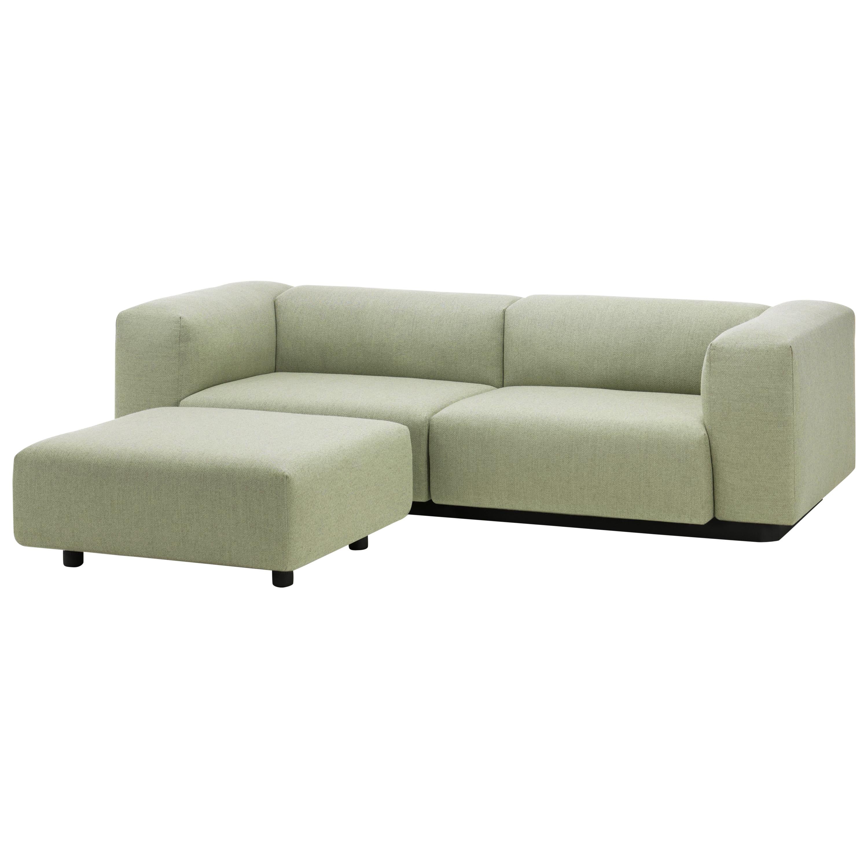 Vitra Soft Modular Loveseat w/ Ottoman in Sage & Pebble Dumet by Jasper Morrison im Angebot