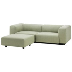 Vitra Soft Modular Loveseat w/ Ottoman in Sage & Pebble Dumet by Jasper Morrison