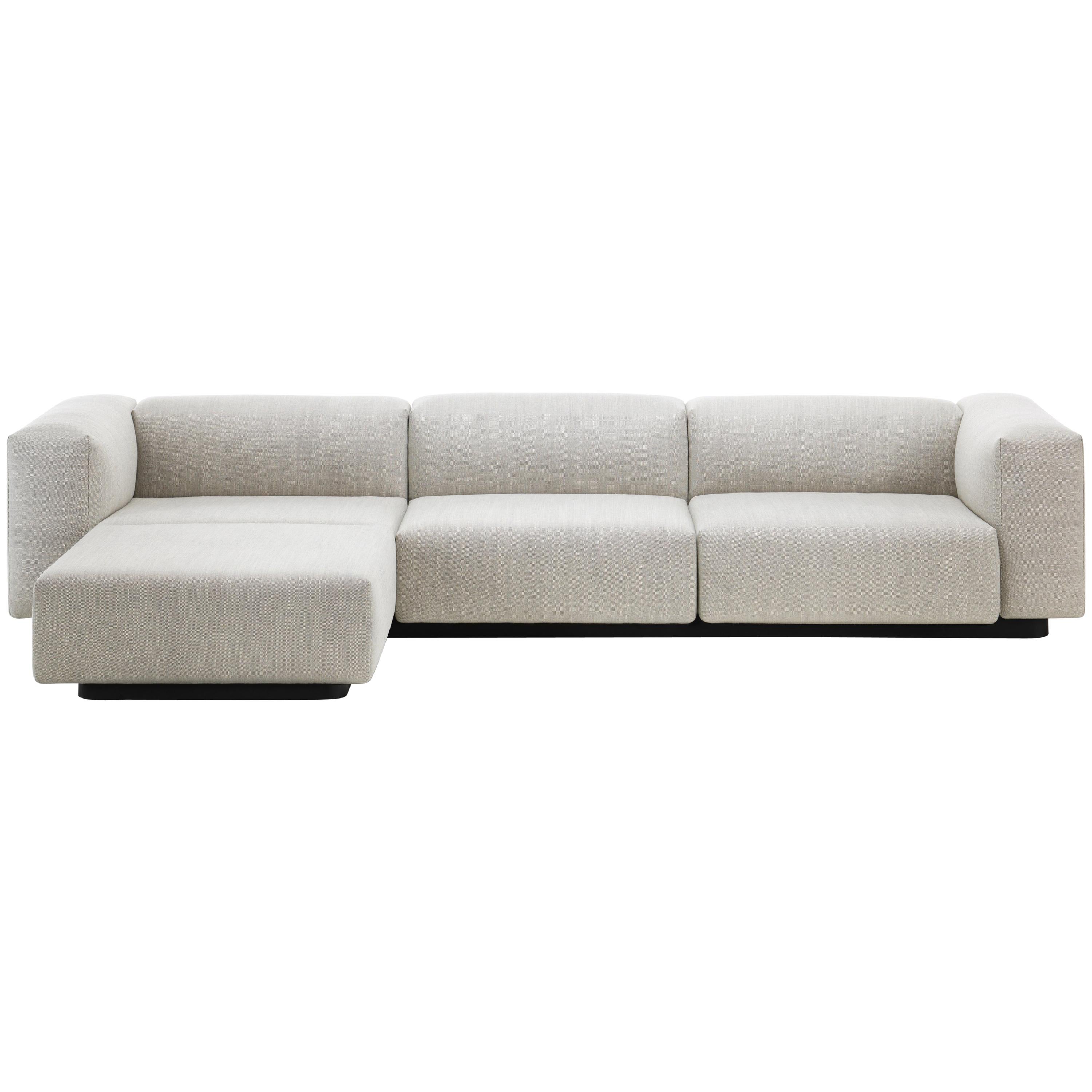 Vitra Soft Modular Three-Seat Sofa in Pearl Reed with Chaise by Jasper Morrison For Sale