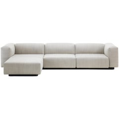 Vitra Soft Modular Three-Seat Sofa in Pearl Reed with Chaise by Jasper Morrison