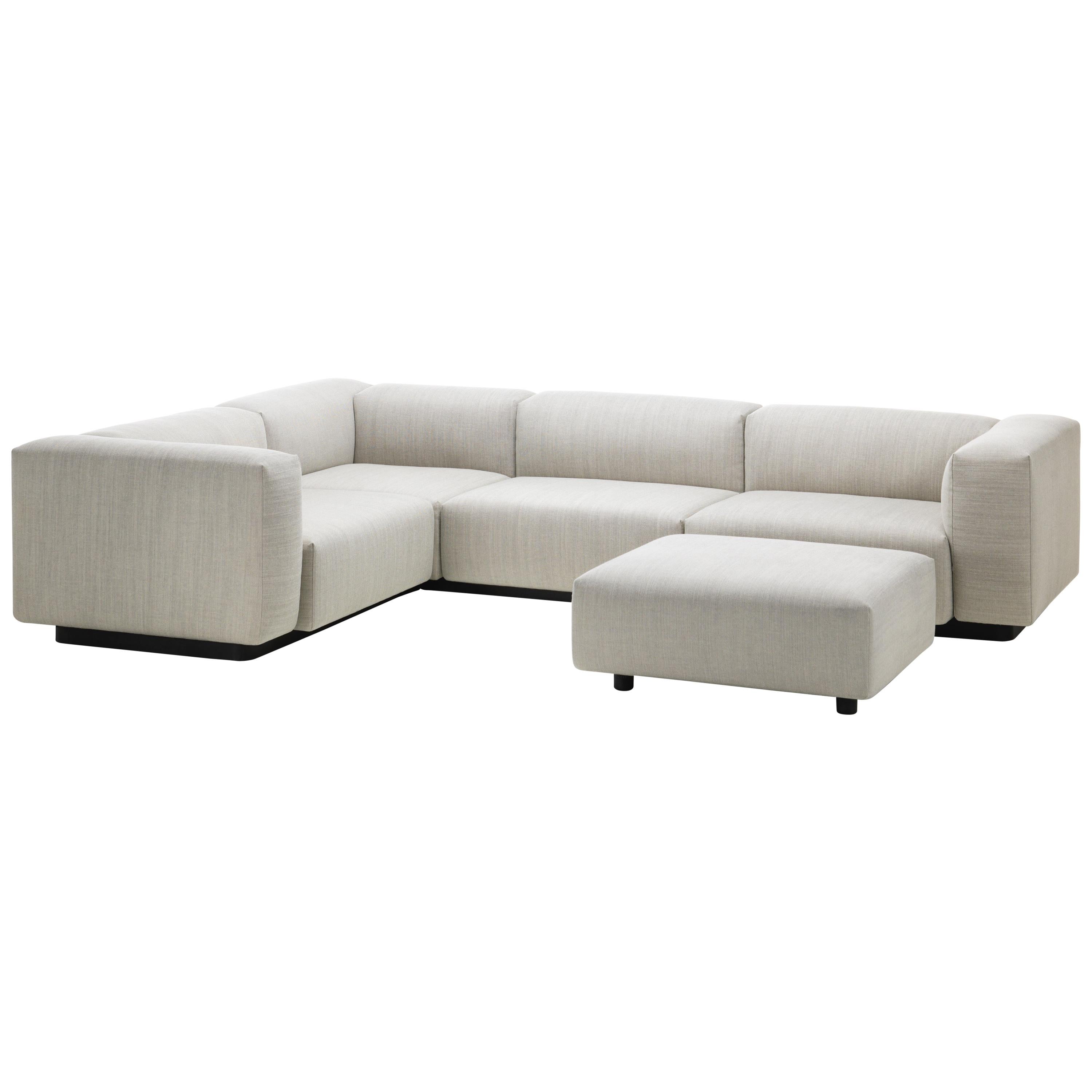 Vitra Soft Modular Three-Seat Sofa in Pearl Reed with Corner and Ottoman For Sale