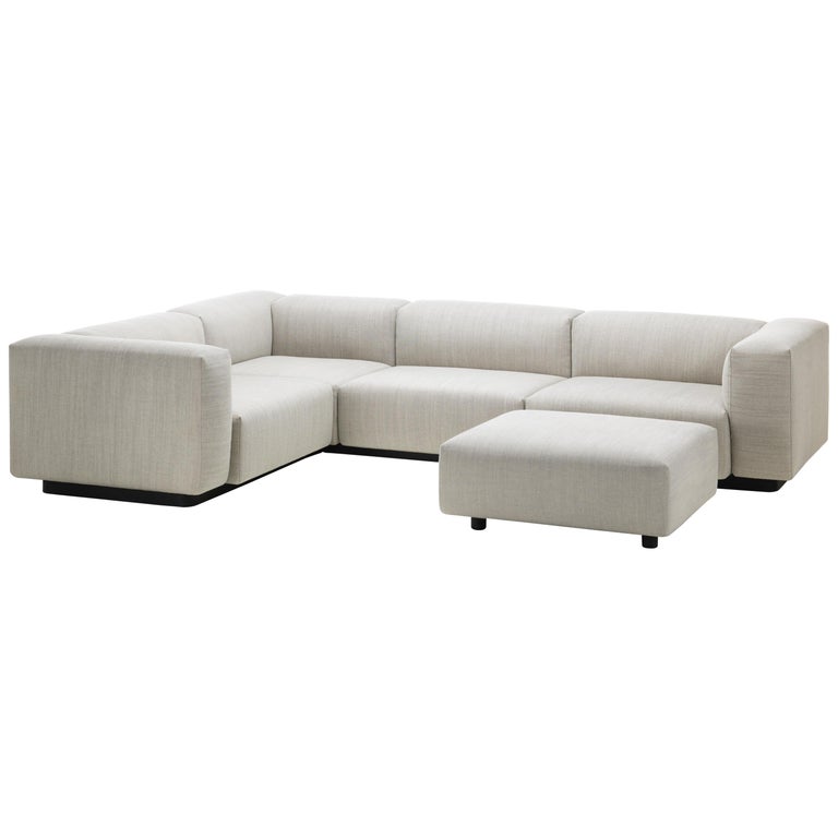 Vitra Soft Modular Three-Seat Sofa in Pearl Reed with Corner and ...