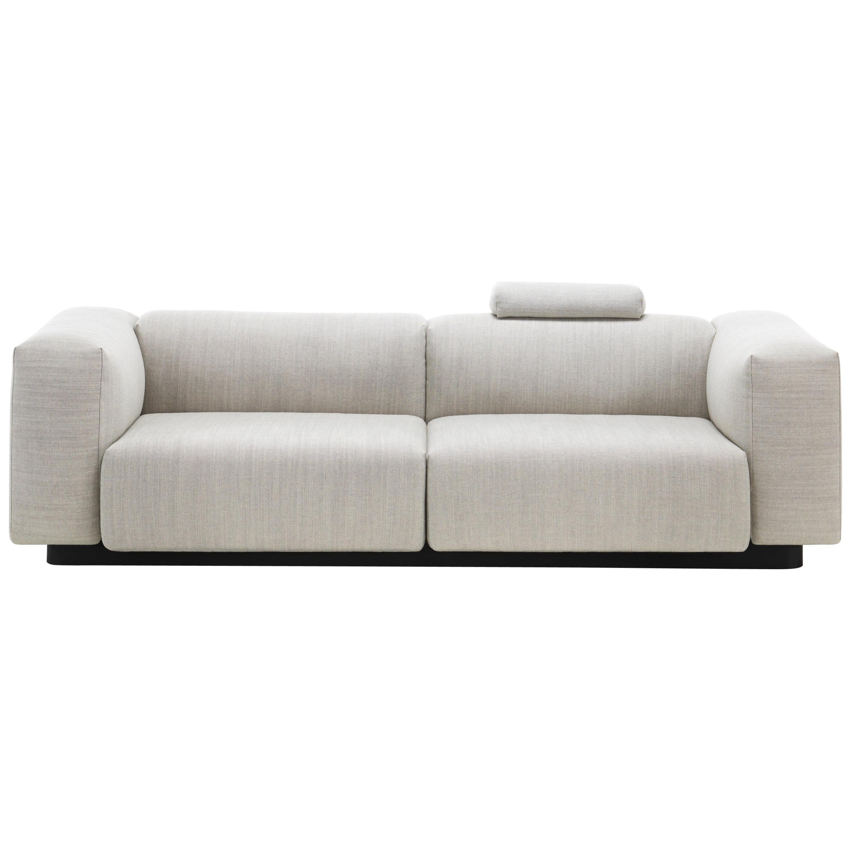 Vitra Soft Modular Two-Seat Sofa in Pearl Reed with Neck Cushion For Sale