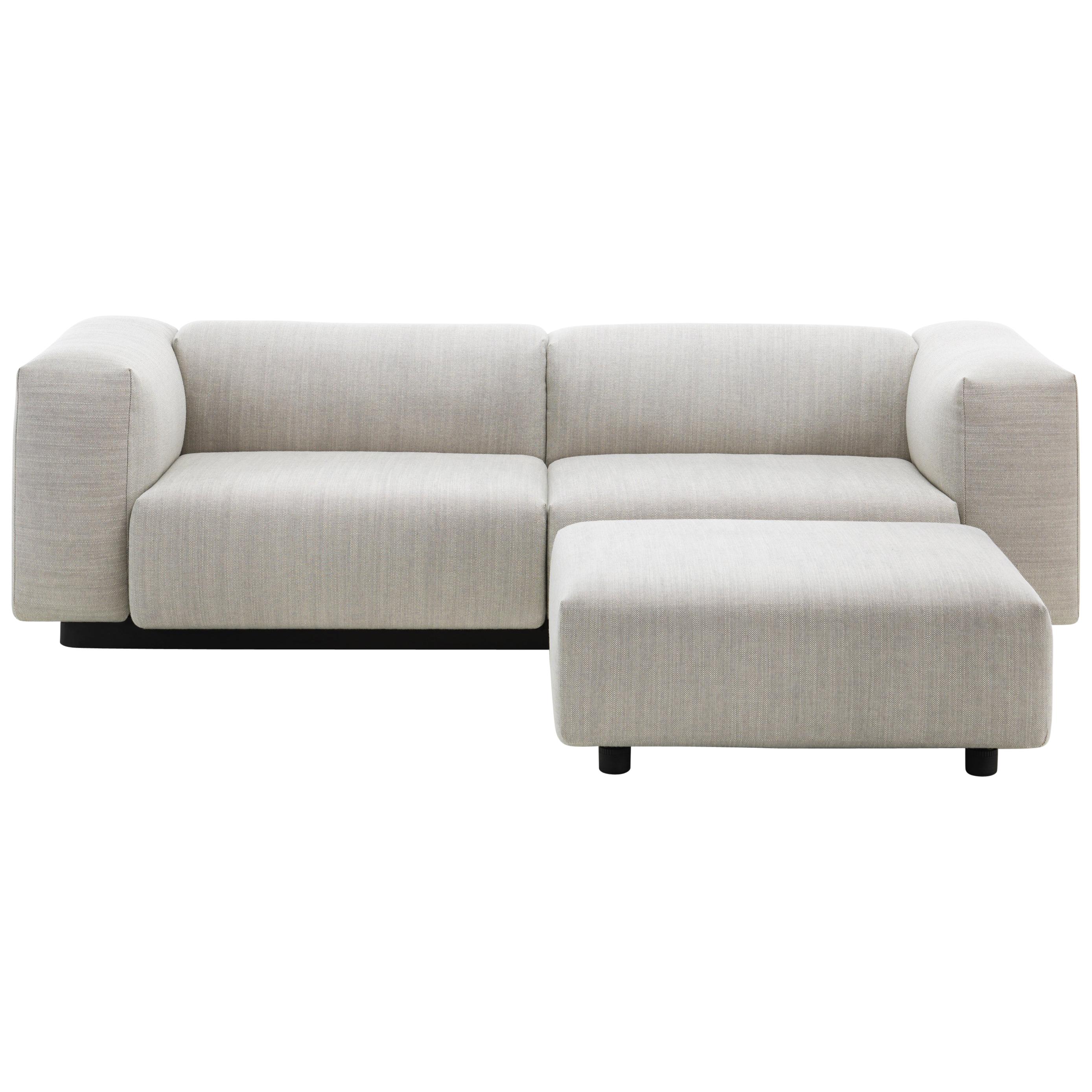 Vitra Soft Modular Two-Seat Sofa in Pearl Reed with Ottoman by Jasper Morrison im Angebot