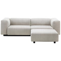 Vitra Soft Modular Two-Seat Sofa in Pearl Reed with Ottoman by Jasper Morrison