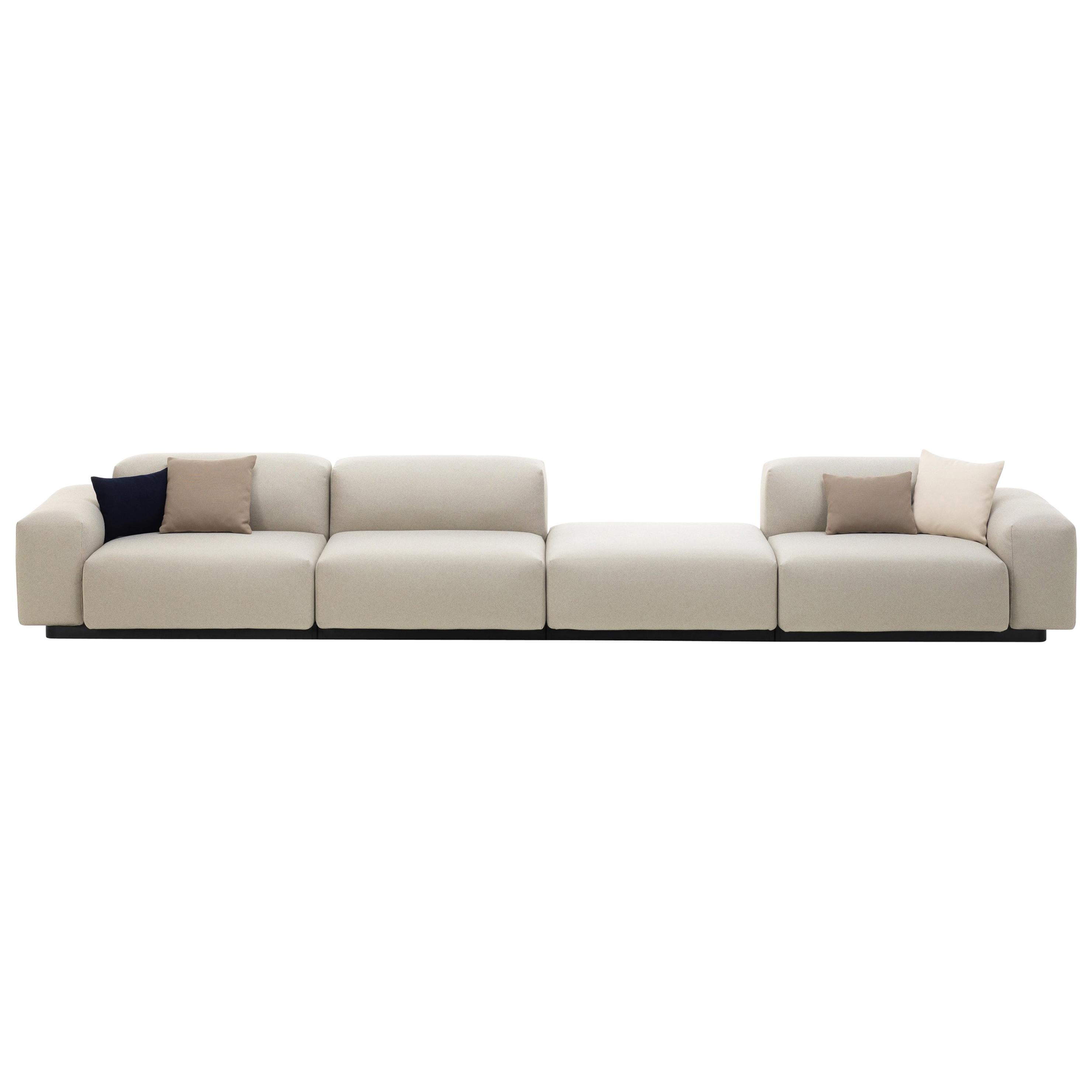 Vitra Soft Modular Four-Seat Sofa with Platform Middle in Pearl Olimpo For Sale