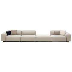 Vitra Soft Modular Four-Seat Sofa with Platform Middle in Pearl Olimpo