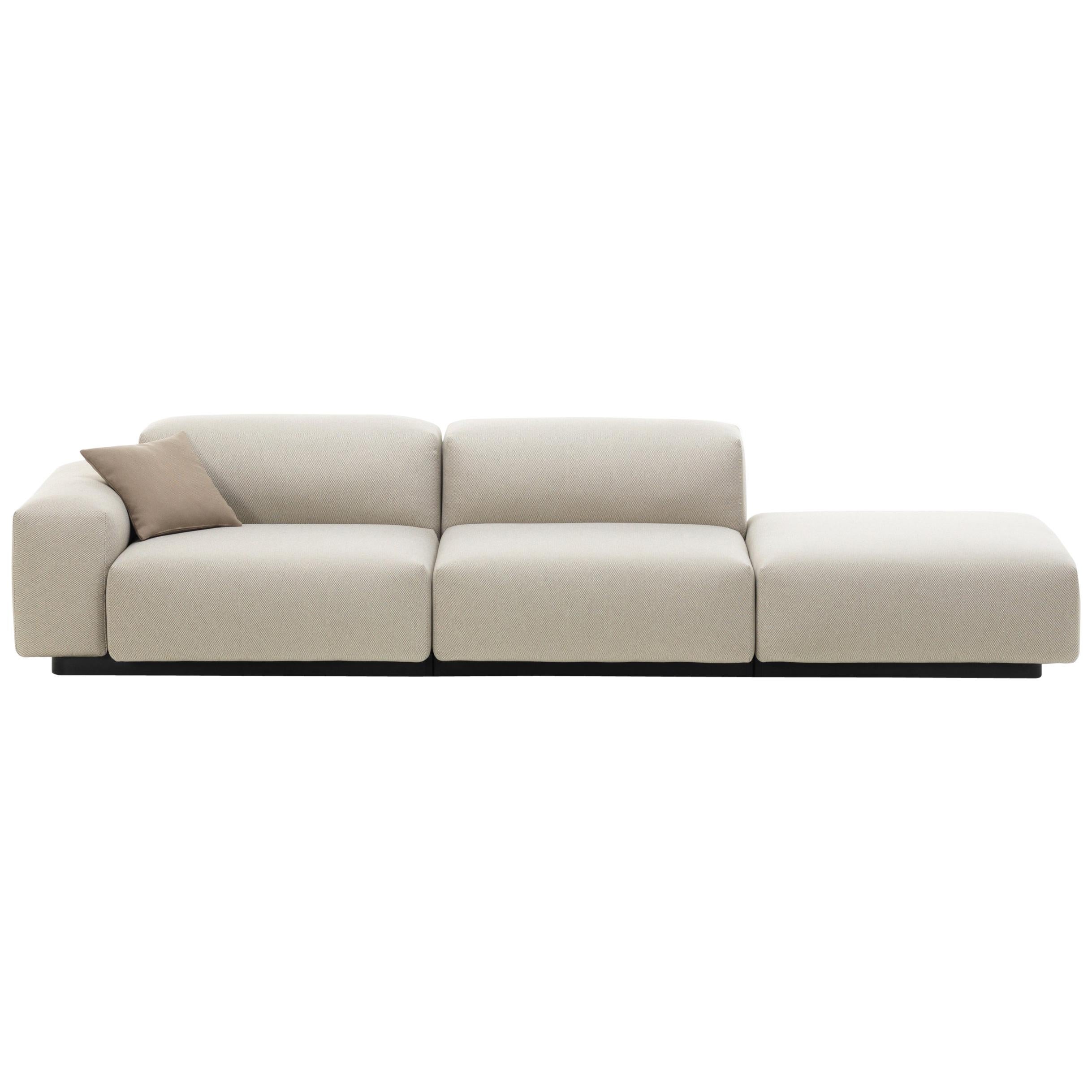 Vitra Soft Modular Three-Seat Sofa with Platform Right in Pearl Olimpo For Sale