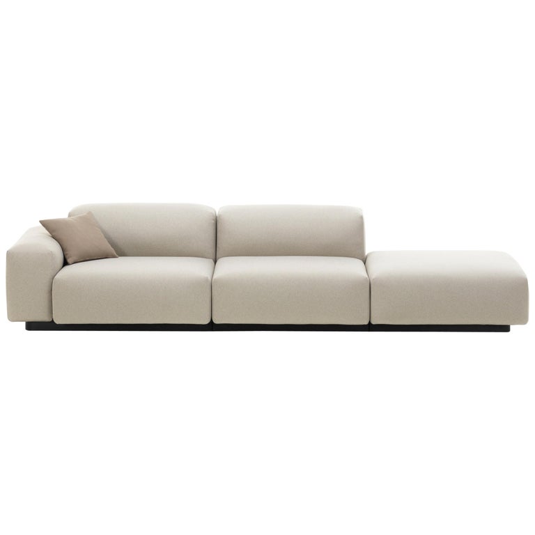 Vitra Soft Modular ThreeSeat Sofa with Platform Right in Pearl Olimpo