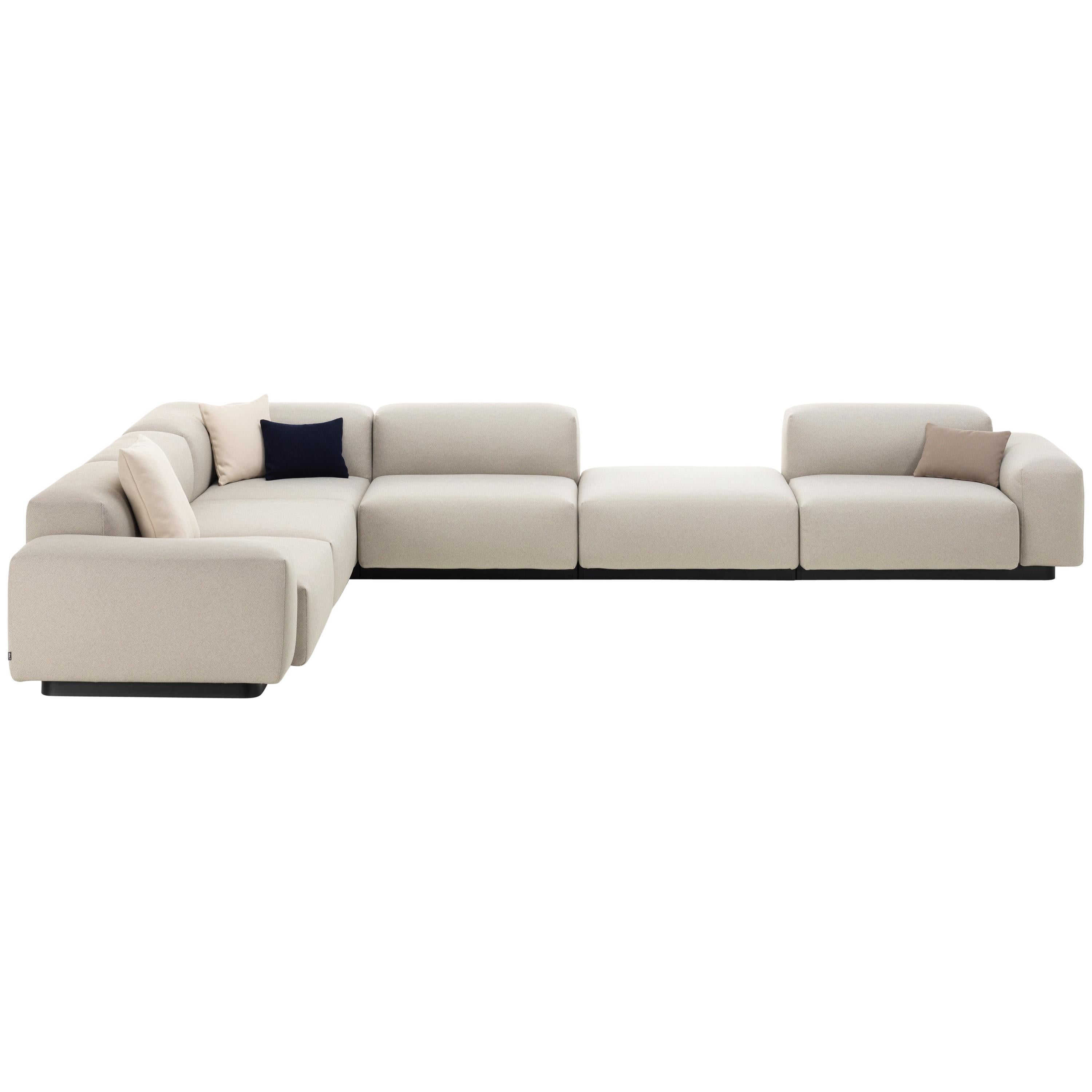 Vitra Soft Modular Six-Seat Sofa with Platform Middle in Pearl Olimpo For Sale