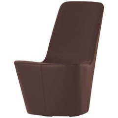 Vitra Monopod Chair in Maroon Leather by Jasper Morrison