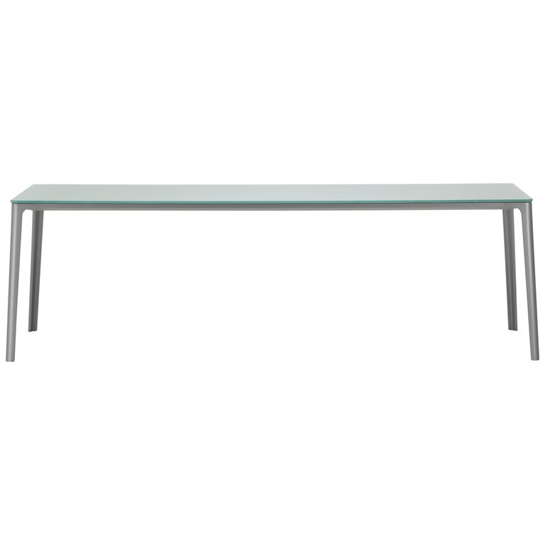 Vitra Plate Dining Table in Satin-Finished Glass and Grey by Jasper