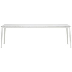 Vitra Plate Dining Table in Carrara Marble and White Base by Jasper Morrison