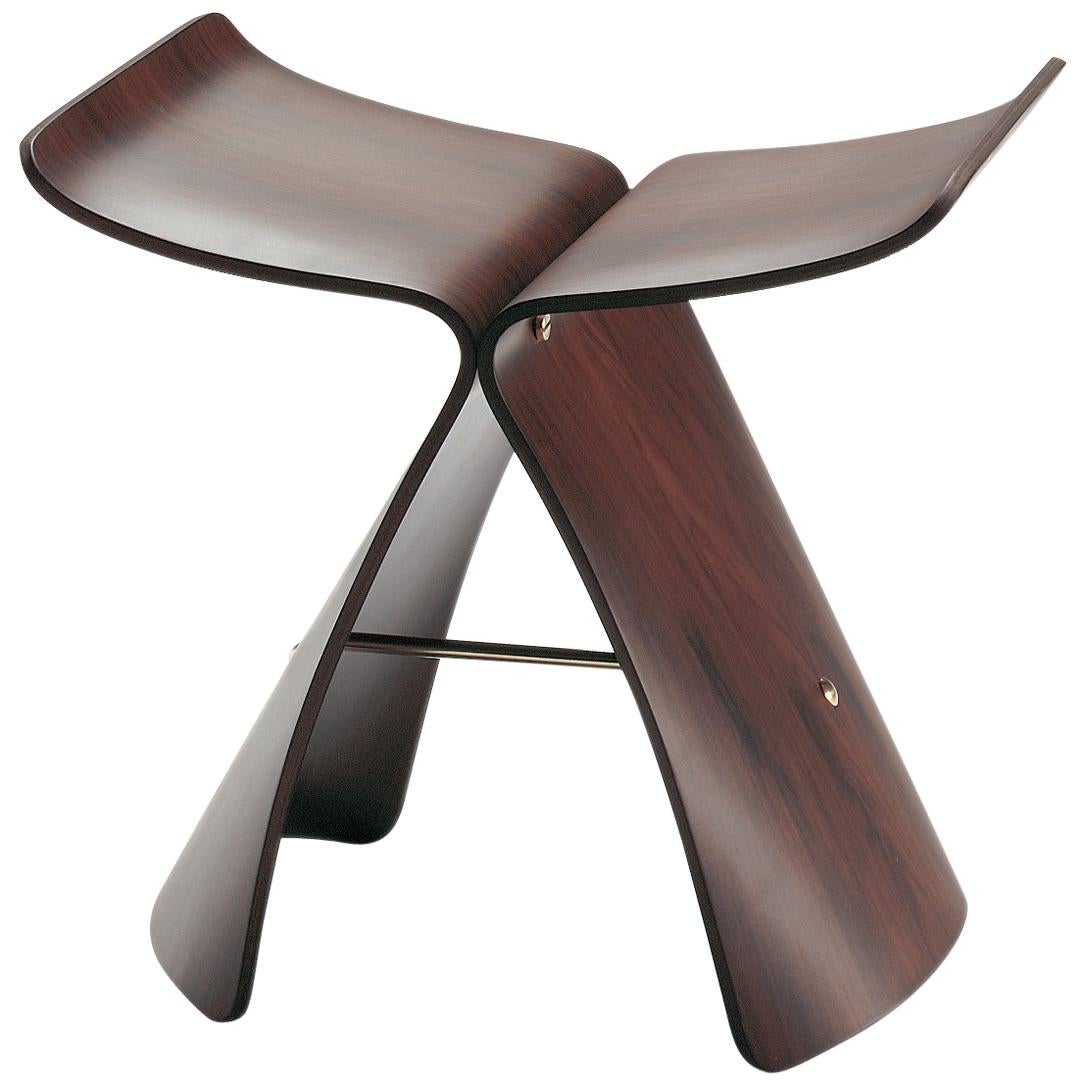 Vitra Butterfly Stool in Rosewood by Sori Yanagi For Sale