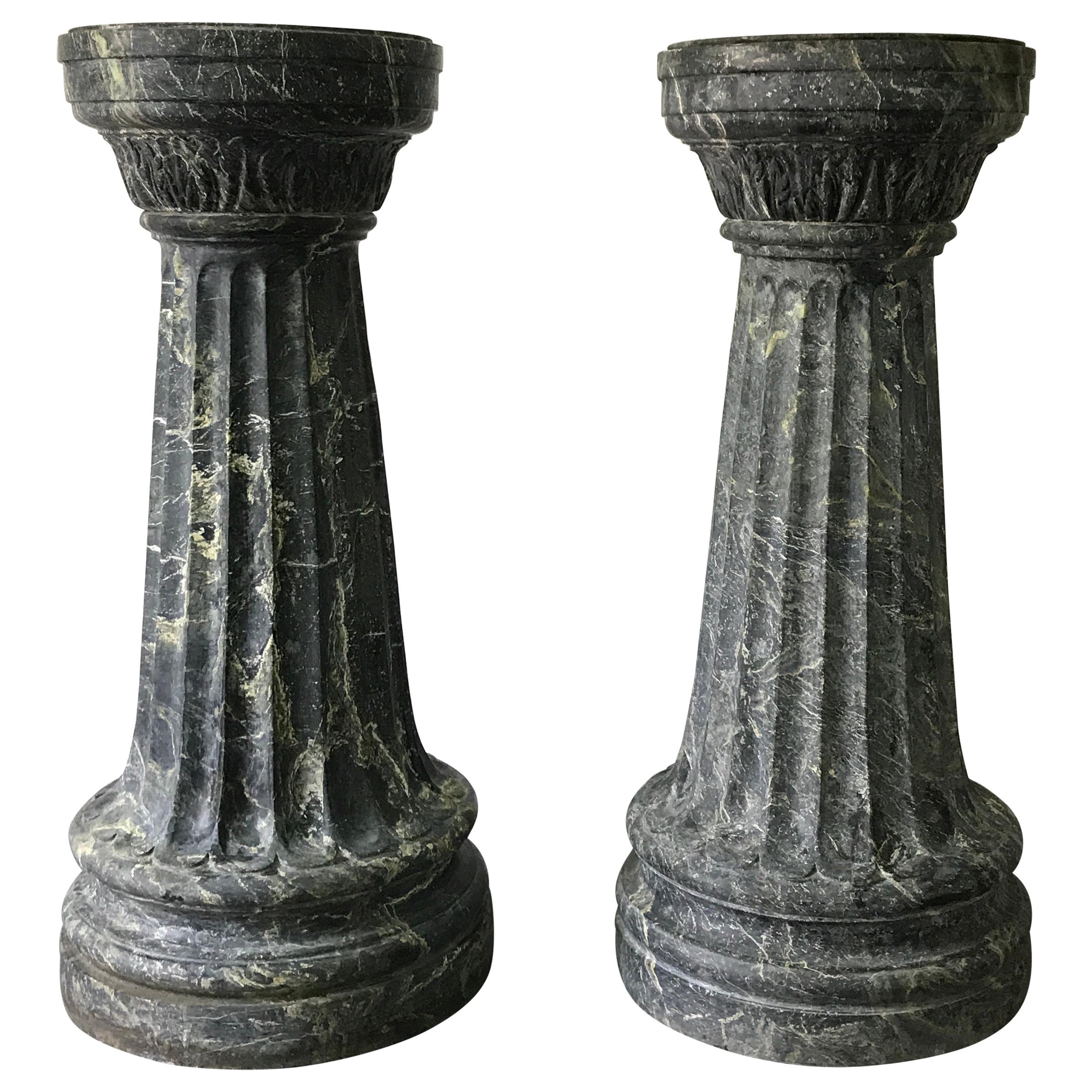 Pair of Antique Italian Marble Columns, Late 19th Century For Sale