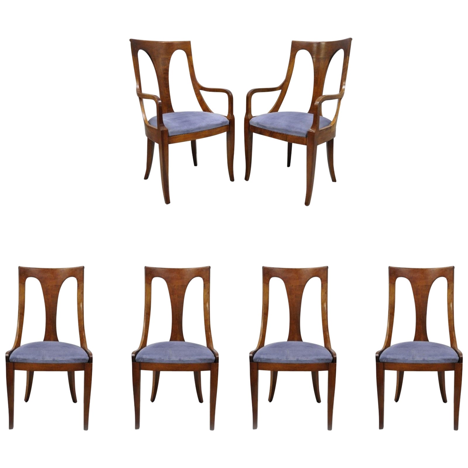 Six Walnut Regency Style Curved Back Dining Room Chairs With Saber Six Walnut Regency Style Curved Back Dining Room Chairs With Saber Legs At 1stdibs