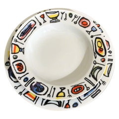 Set of 6 of Pairs of Dishes by Emanuele Luzzati for Fine Porcelain