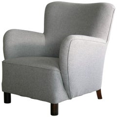 Danish 1940s Mogens Lassen Attributed Newly Upholstered Lounge Chair