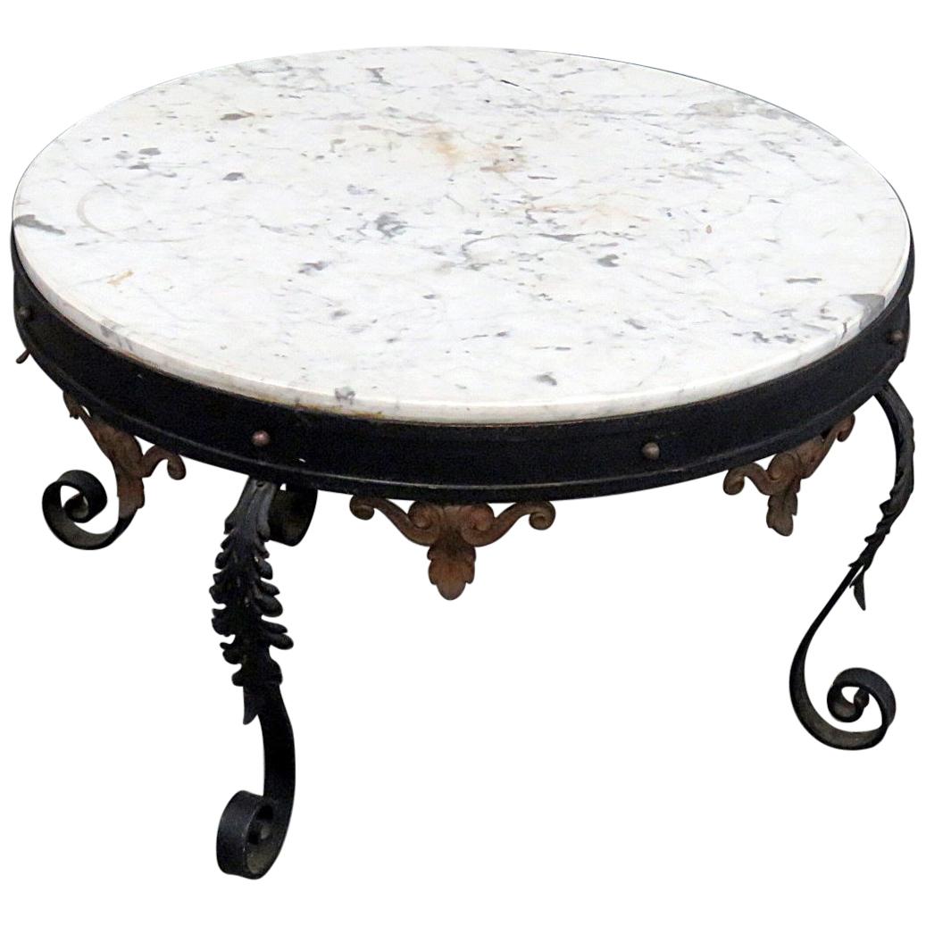 Indoor or outdoor Wrought Iron Italian Neoclassical Coffee Cocktail Table