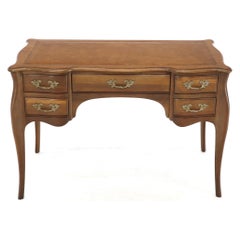 Karges Solid Walnut French Country Leather Top Petit Desk Writing Table Console