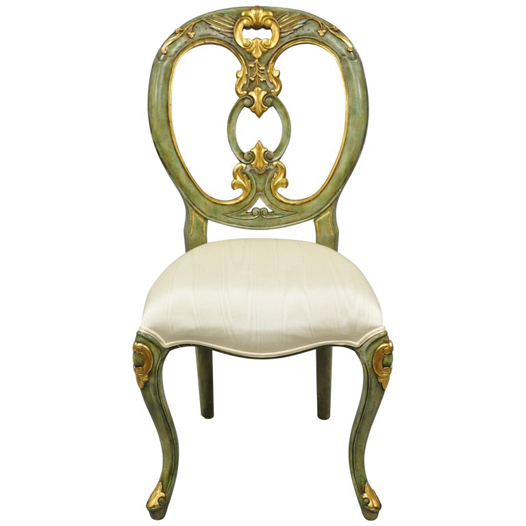 Maitland Smith Green and Gold Painted French Rococo Victorian Style