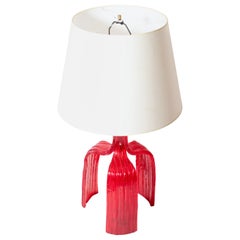 Vintage French Red Resin Bedside Table Lamp