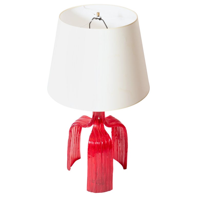 Vintage French Red Resin Bedside Table Lamp at 1stDibs