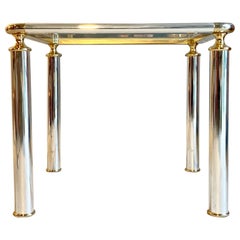 French Midcentury Table with Gunmetal and Brass Frames, 1960s