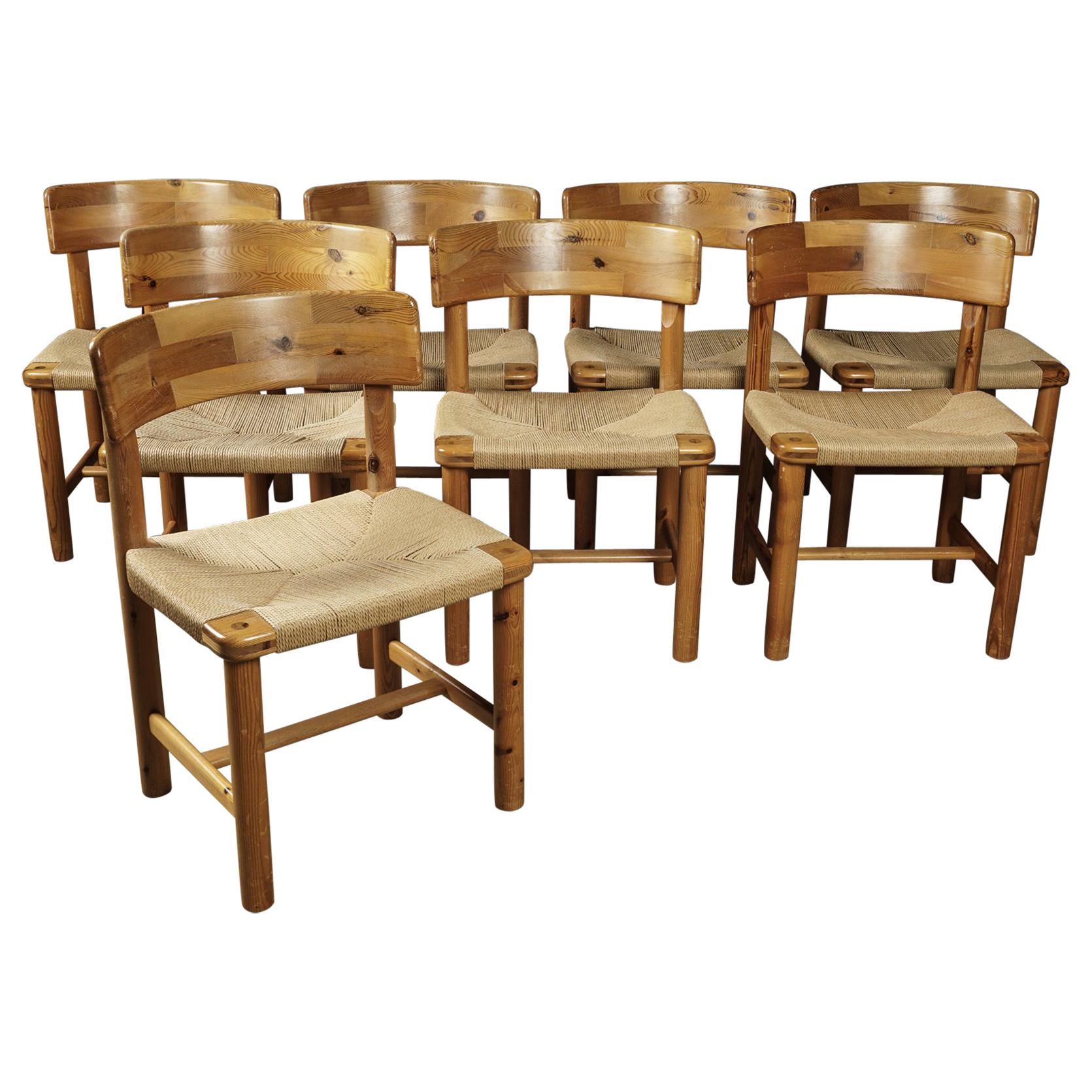 Rare Set of Eight Dining Chairs attributed to Rainer Daumiller, circa 1970