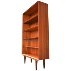 Danish Teak Bookcase/Shelf with Mitered Front, Angled Shelf Edges & Conical Legs