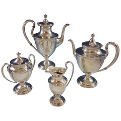 Old Maryland Plain by Kirk Sterling Silver Tea Set 4pc #4196, #2584