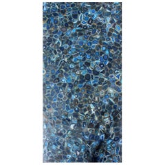 1990s Handmade Blue Agate Semi-Precious Stone Table Top