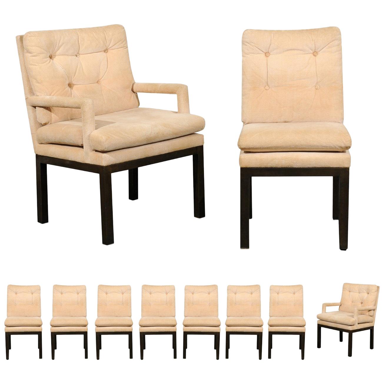 Sophisticated Set of 10 Brass Parsons Dining Chairs by John Stuart, circa 1968